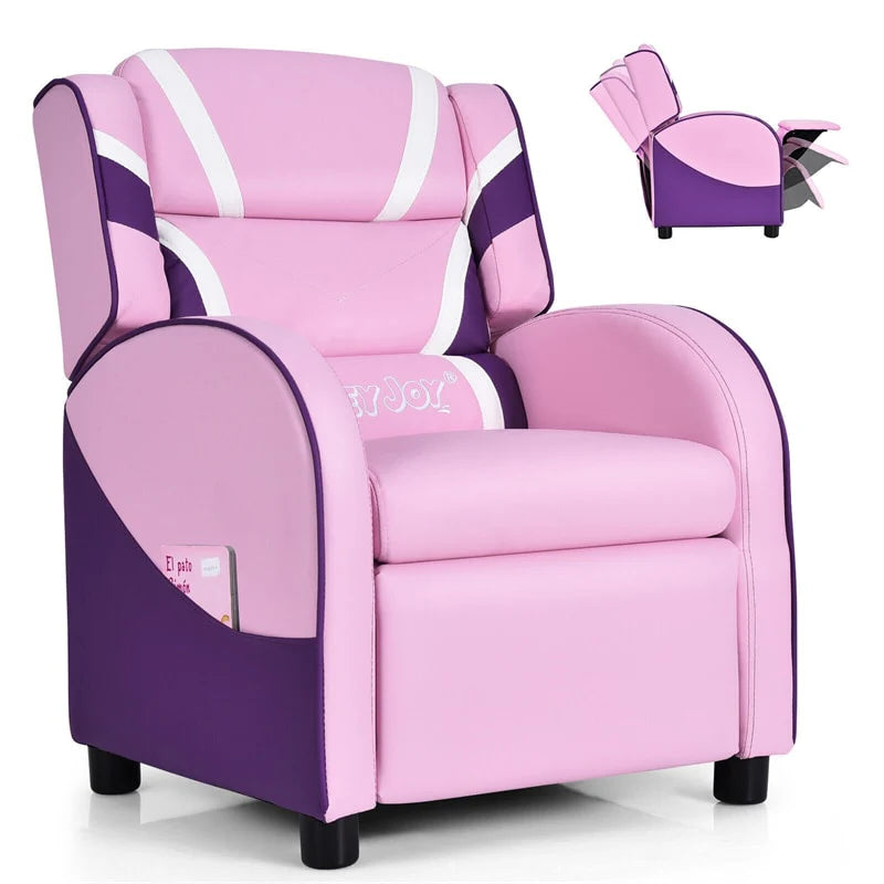 Kids Recliner Chair, Adjustable PU Leather Gaming Sofa with Footrest, Lumbar Support & Side Pockets - Product image 1