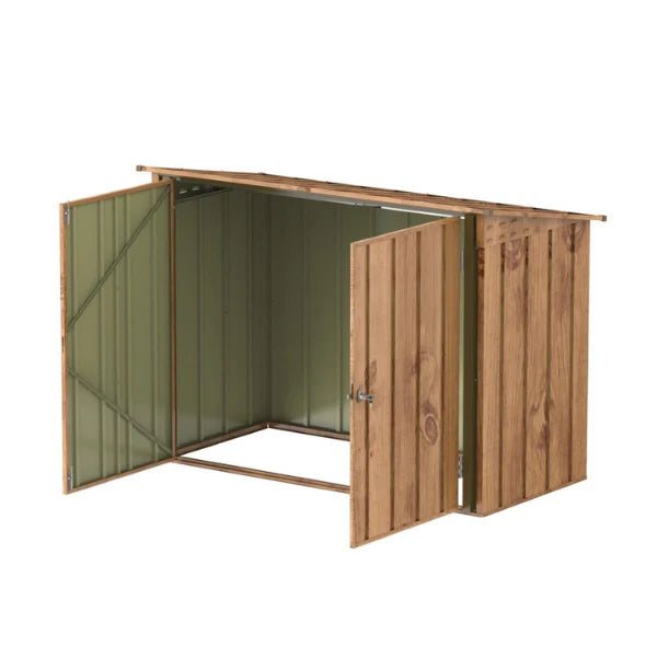 Metal bike shelter 1.74m imitation wood with anchoring kit -