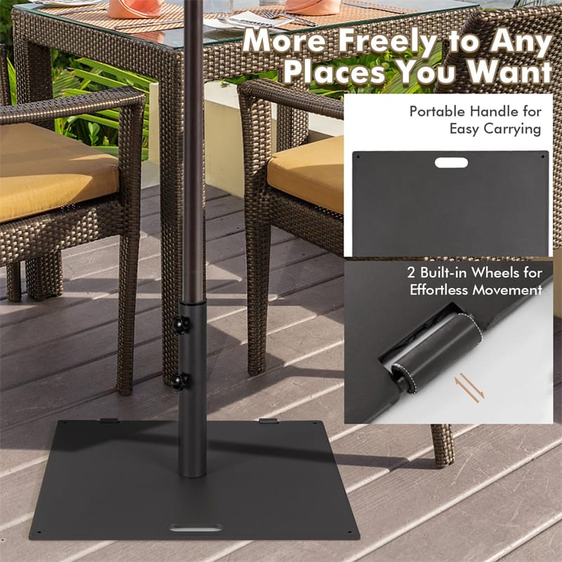 50 LBS Heavy Duty Patio Umbrella Base Stand, 24" Square Steel Outdoor Umbrella Weight with Wheels & 2 - Product image 15
