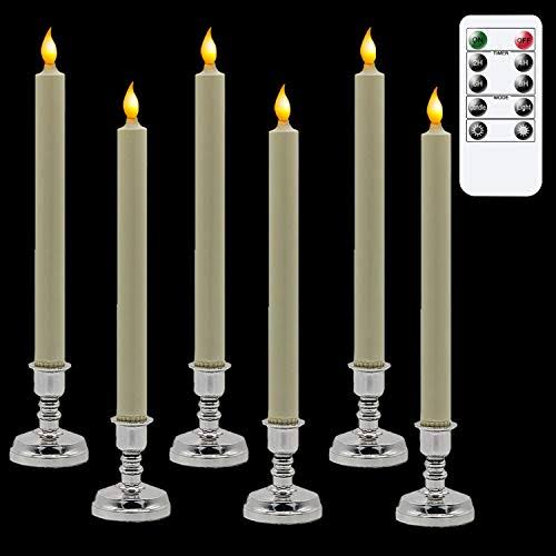 Wondise Remote Flameless Window Taper Candles with Timer and Suction Cups, Battery Operated LED Flickering Window Candles Real Wax Warm