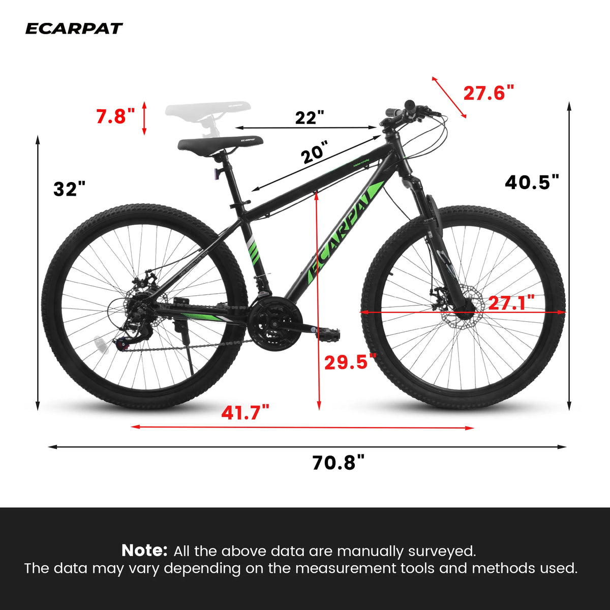27" Mountain Bike, 21 - Speed Dual Disc Brakes with Aluminum Frame - Black - Product image 2