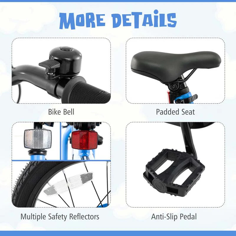 16/18 Inch LED Lighted Kids Bike with Training Wheels, Headlight, Adjustable Seat & Dual Brakes - Product image 52
