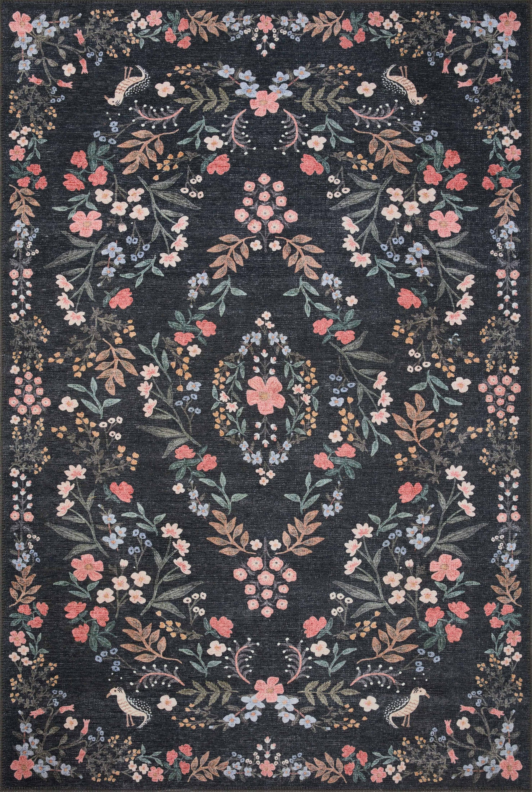Rifle Paper Co. x Loloi Maison Collection MAO-04 Tuileries Black 18" x 18" Sample Rug - Product image 1