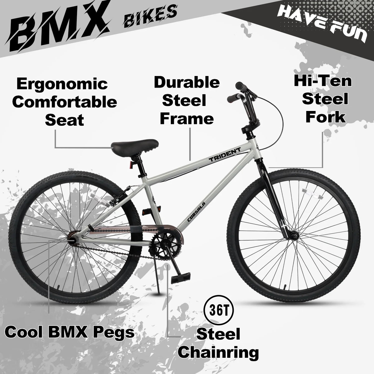 Cubsala 24 in BMX Race Bike Trident Bicycles Beginner - Level to Advanced Riders with 2 Pegs Trick Cycling - Product image 27