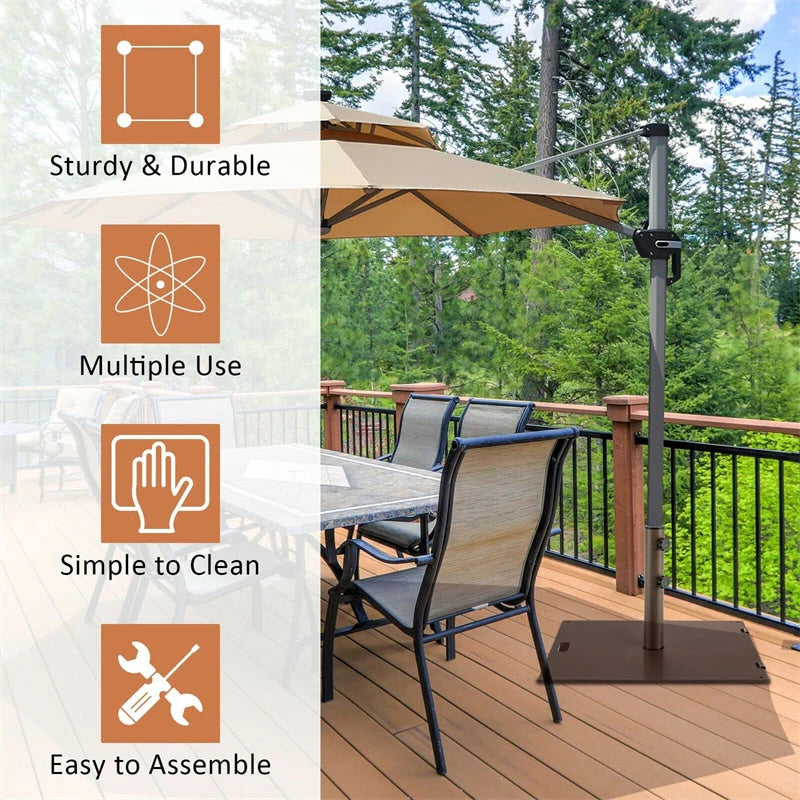 50 LBS Heavy Duty Patio Umbrella Base Stand, 24" Square Steel Outdoor Umbrella Weight with Wheels & 2 - Product image 8