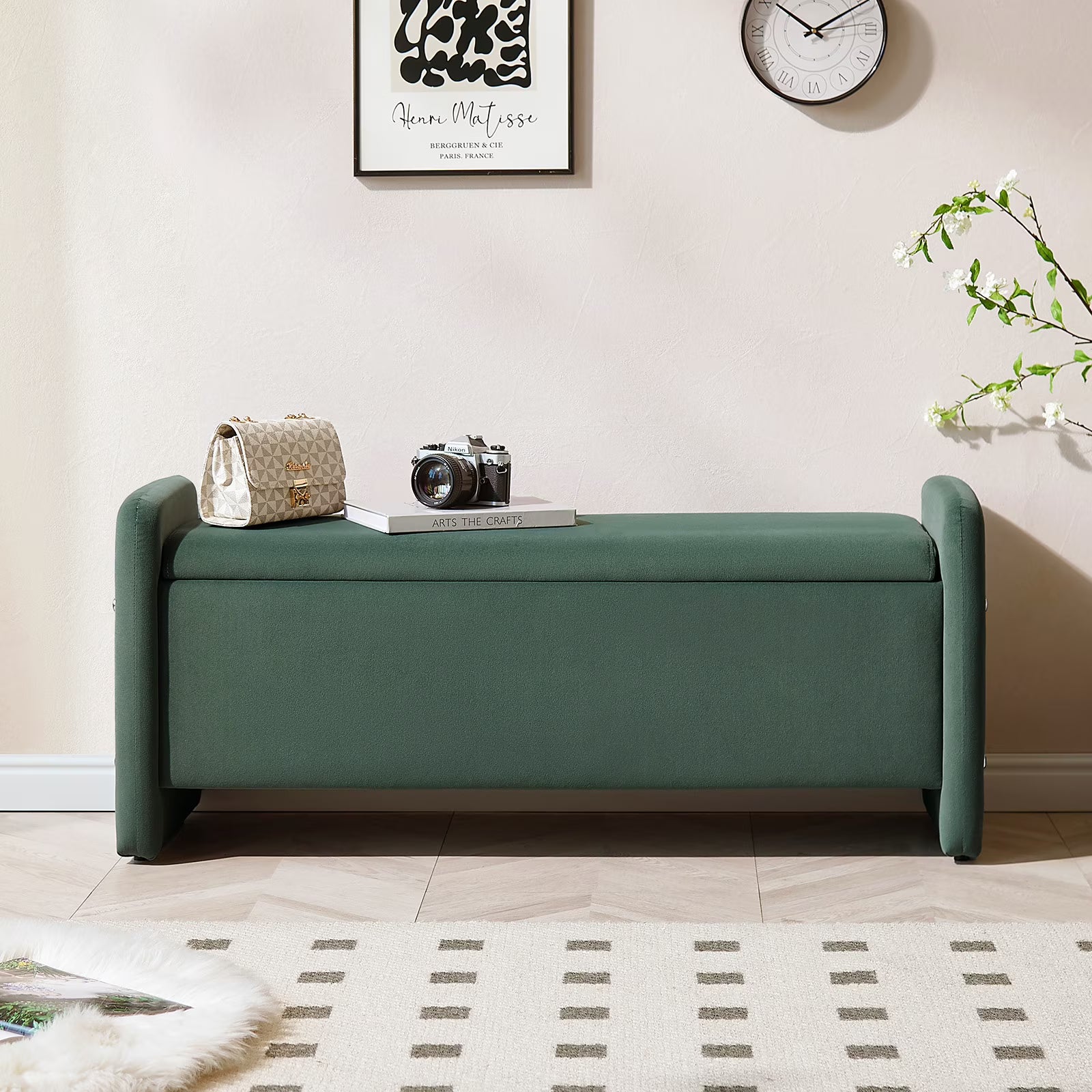 Pinmoco 44" Storage Ottoman Bench, Upholstered Entryway Bench with Storage End of Bed Bench for Bedroom& - Product image 7