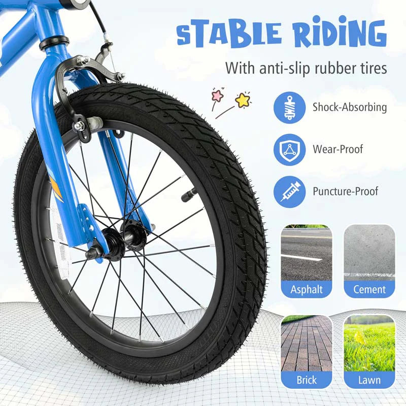 16/18 Inch LED Lighted Kids Bike with Training Wheels, Headlight, Adjustable Seat & Dual Brakes - Product image 54