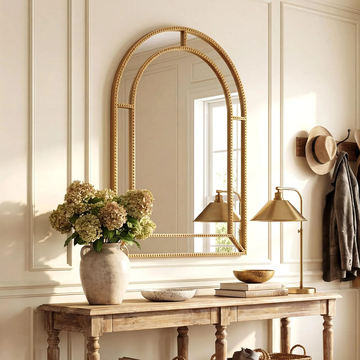 Tangkula 35" x 23" Gold Arched Wall Mirror (Arched)