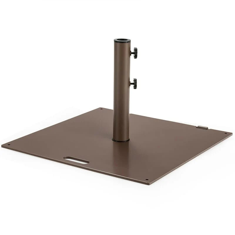 50 LBS Heavy Duty Patio Umbrella Base Stand, 24" Square Steel Outdoor Umbrella Weight with Wheels & 2 Tightening Knobs for Garden Deck