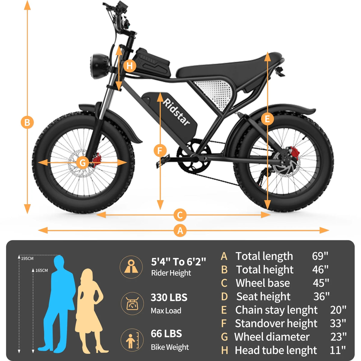 Ridstar Electric Biycle for Adults, 1200W 32MPH, 48V 20AH Electric Dirt Bike - Product image 8