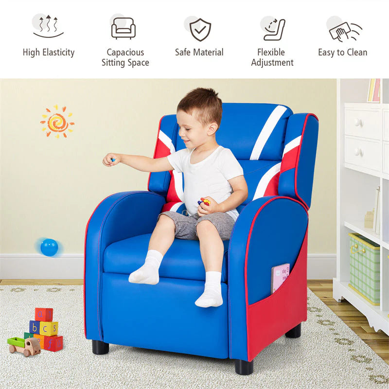Kids Recliner Chair, Adjustable PU Leather Gaming Sofa with Footrest, Lumbar Support & Side Pockets - Product image 23