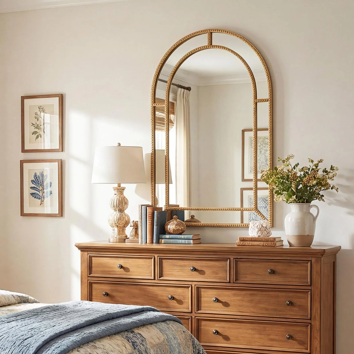 Tangkula 35" x 23" Gold Arched Wall Mirror (Arched)