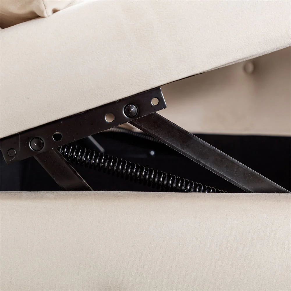 Storage Chaise Lounge, Upholstered Rolled Arm Chase Lounge with Nailhead Trim - Product image 3