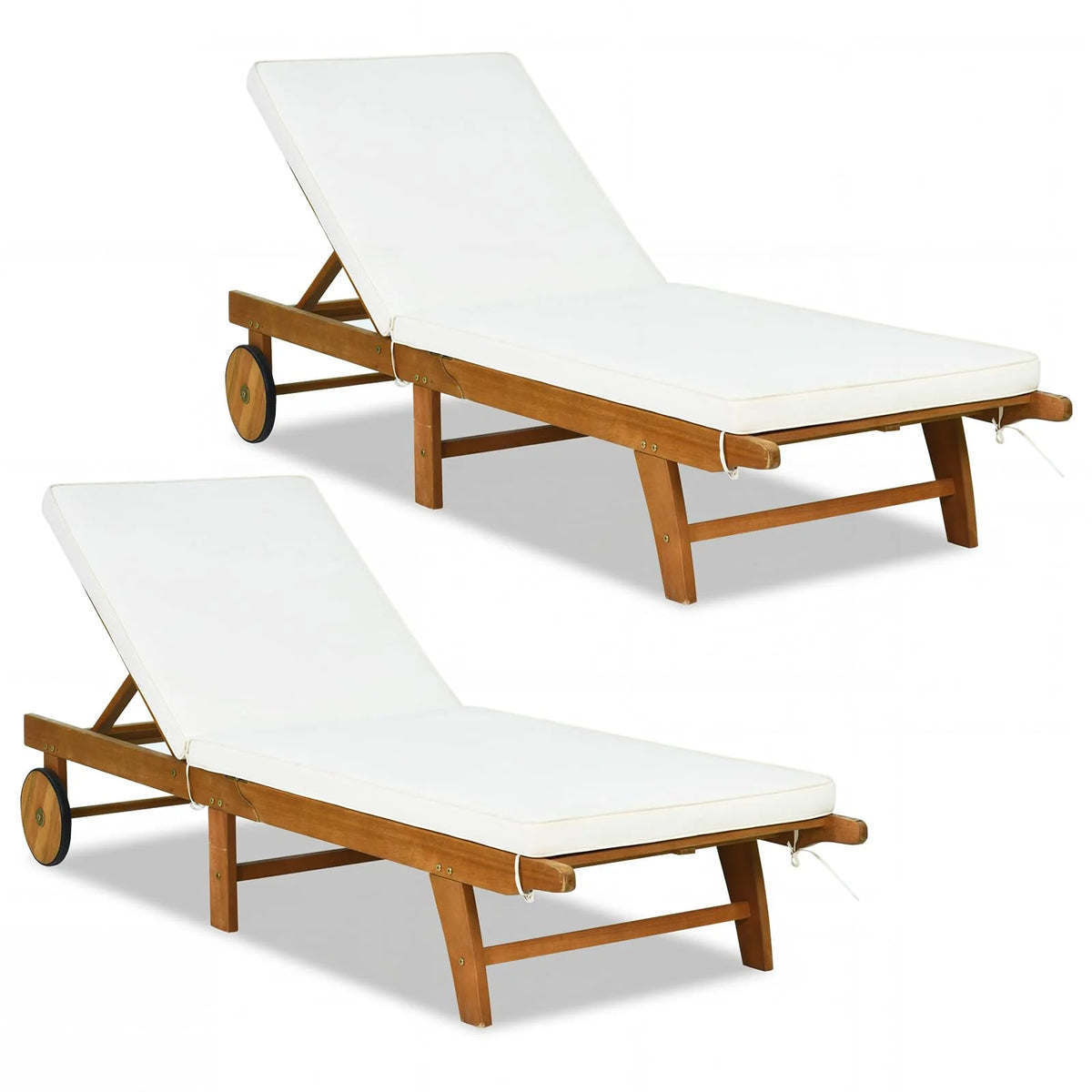 Tangkula Folding Lounge Chairs Outdoor Set of 1/2 Patio Eucalyptus Wood Chaise Lounge - Product image 1