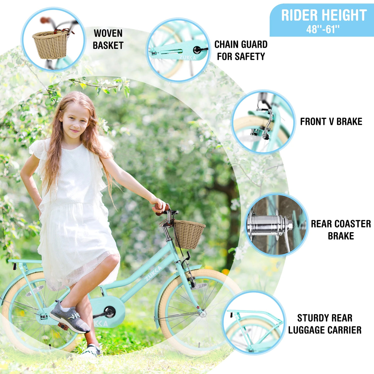 Aezusy 20 in Kids Bike with Basket for 7 - 10 Years Old Girls, Purple - Product image 10