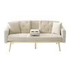 Aukfa 75" Square Arm Futon Convertible Sofa Bed for Home Office, 2 Cup Holders, Linen, Dark Gray - Product image 98