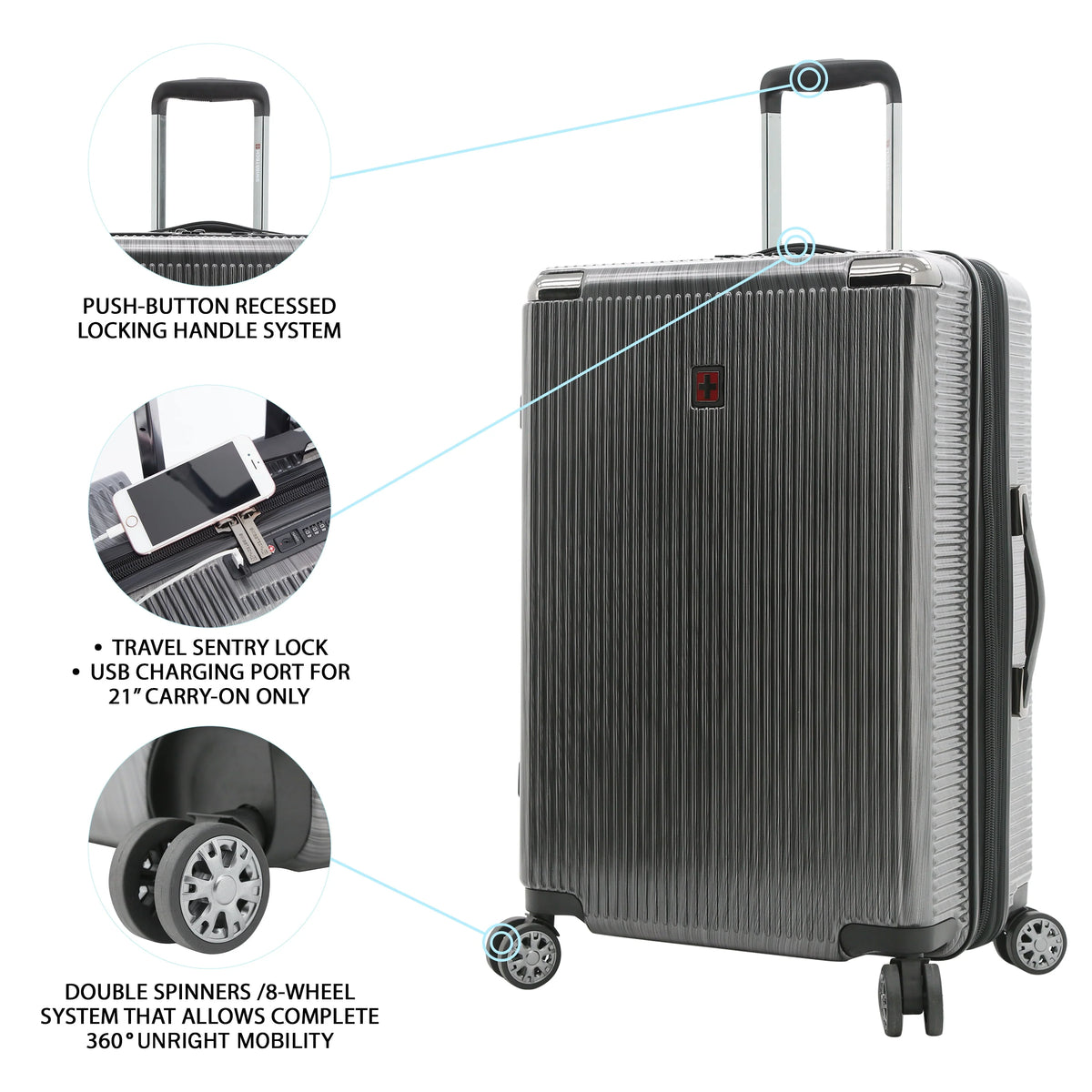 Swiss Tech Excursion 29" Hard Side Rolling Upright Luggage - Charcoal