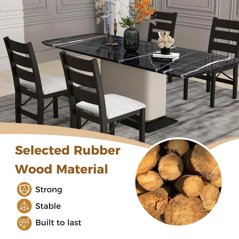 Modern Upholstered Folding Dining Chairs Set of 2/4, Rubber Wood Armless Kitchen Chairs with Slatted - Product image 6