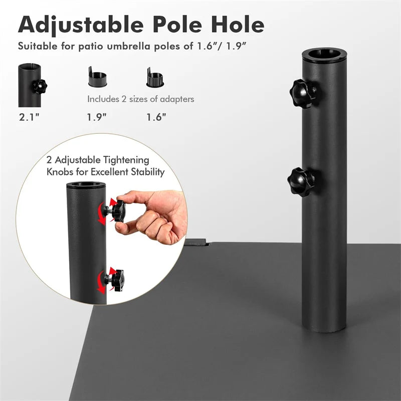 50 LBS Heavy Duty Patio Umbrella Base Stand, 24" Square Steel Outdoor Umbrella Weight with Wheels & 2 - Product image 13