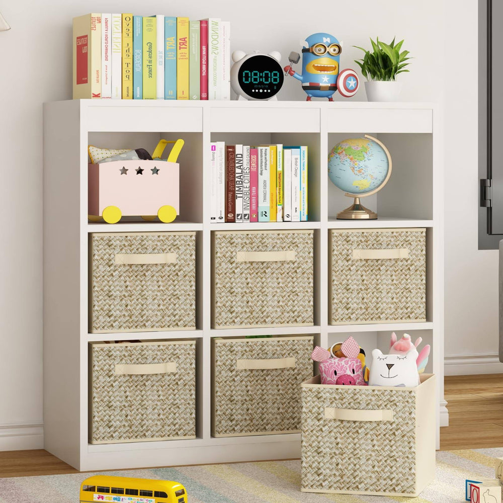 Wisdom Star 6 Pack Fabric Storage Cubes with Handle, Foldable 11 inch Cube Storage Bins, Storage Baskets for Shelves