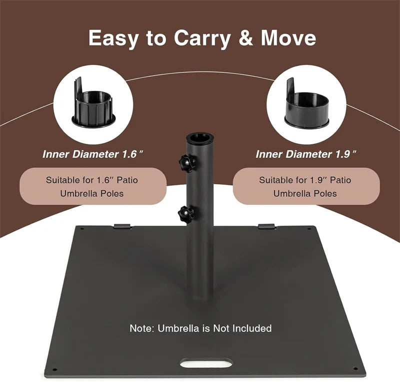 50 LBS Heavy Duty Patio Umbrella Base Stand, 24" Square Steel Outdoor Umbrella Weight with Wheels & 2 - Product image 14