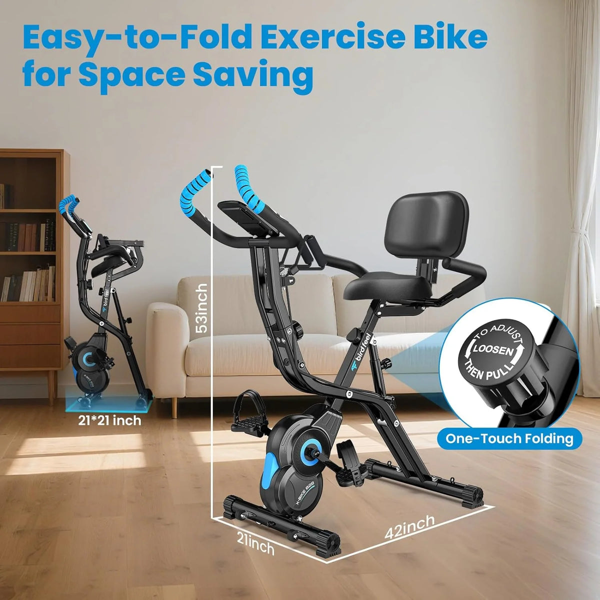 Pooboo 4in1 Folding Exercise Bike Indoor Cycling Bike Stationary Magnetic X Bike Gym Workout 300 lb Easy - Product image 36