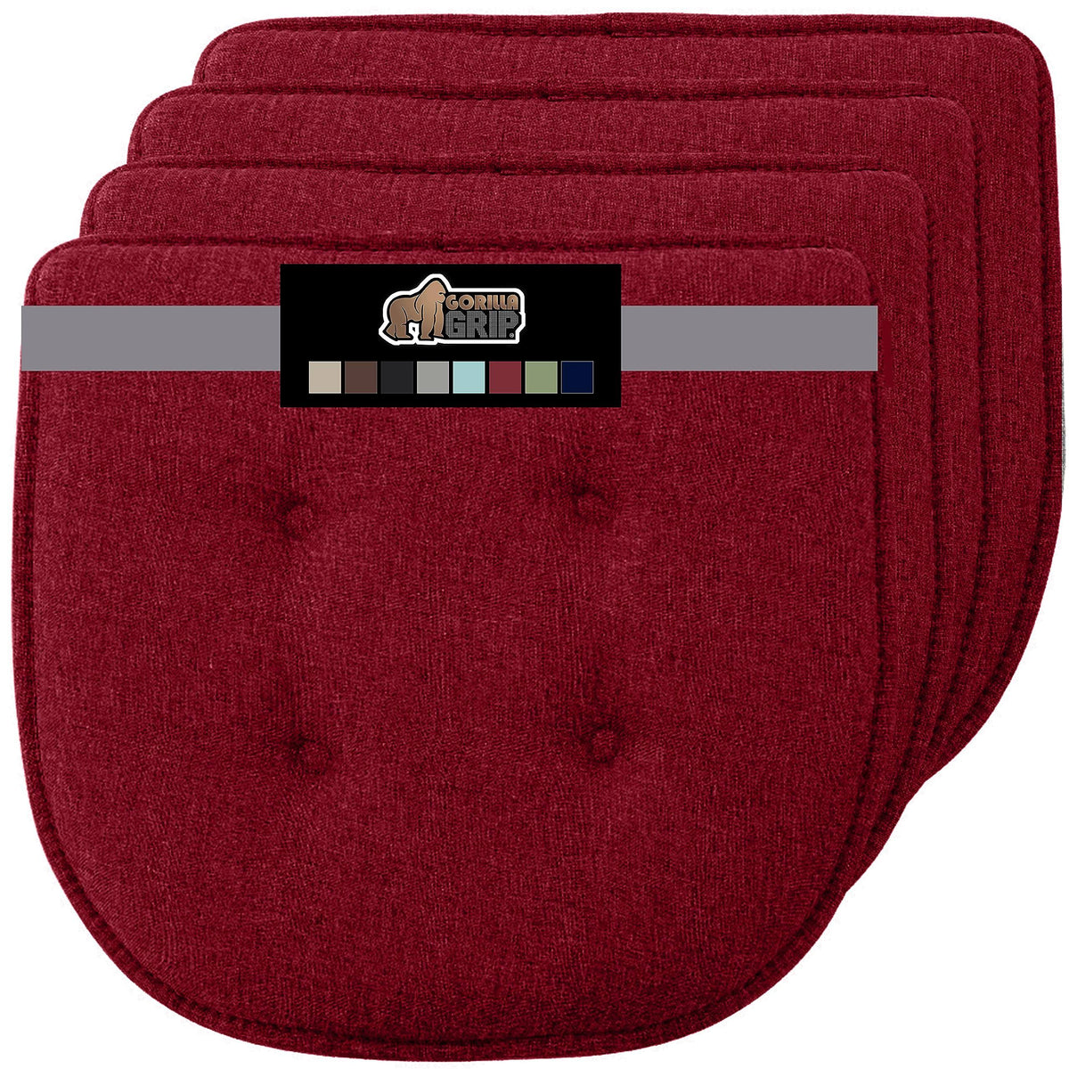 Gorilla Grip Tufted Memory Foam Chair Cushions, Set of 4 Comfortable Pads for Dining Room - Product image 1