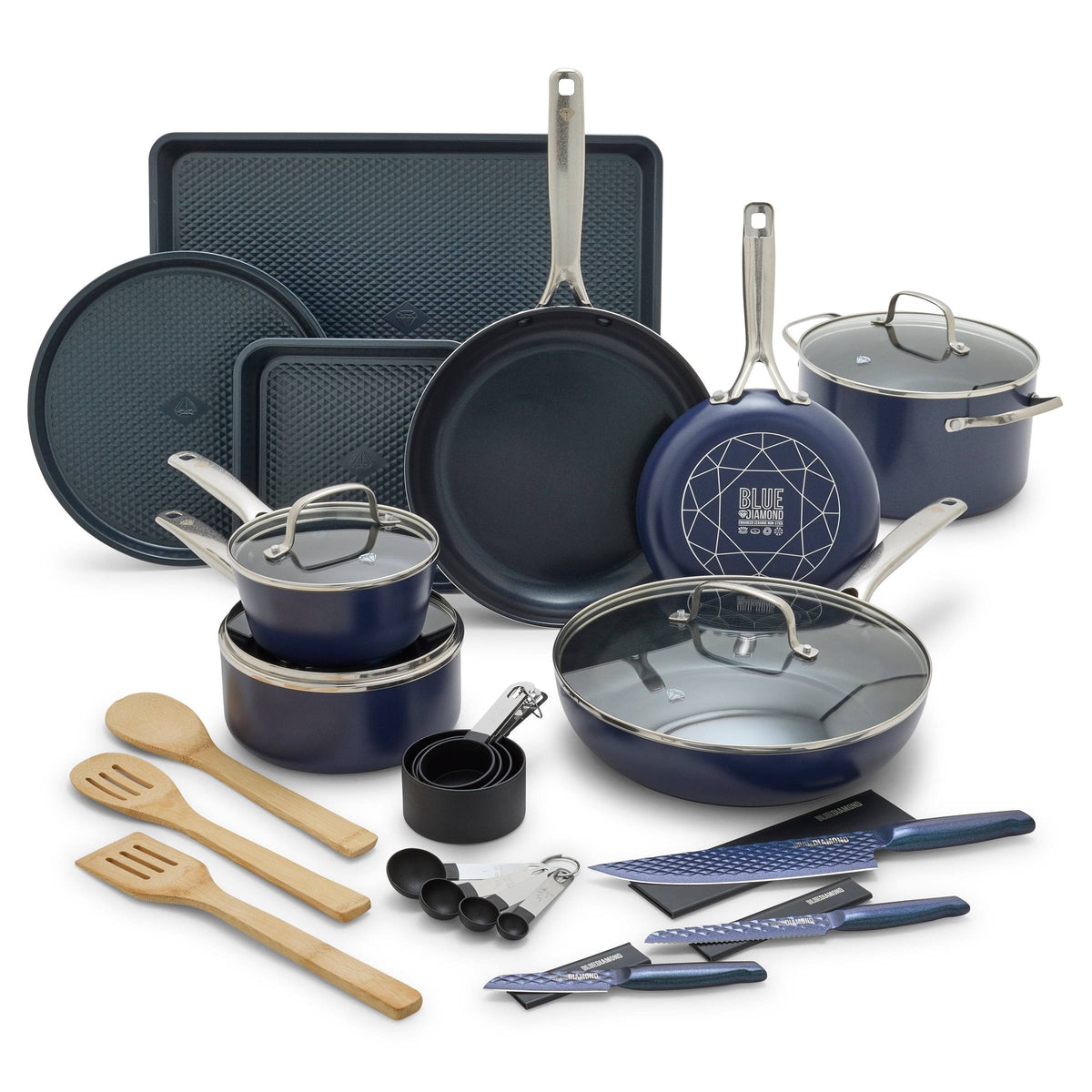 Blue Diamond Ceramic Non-Stick 30-Piece Cookware Set, Dishwasher Safe - Product image 1