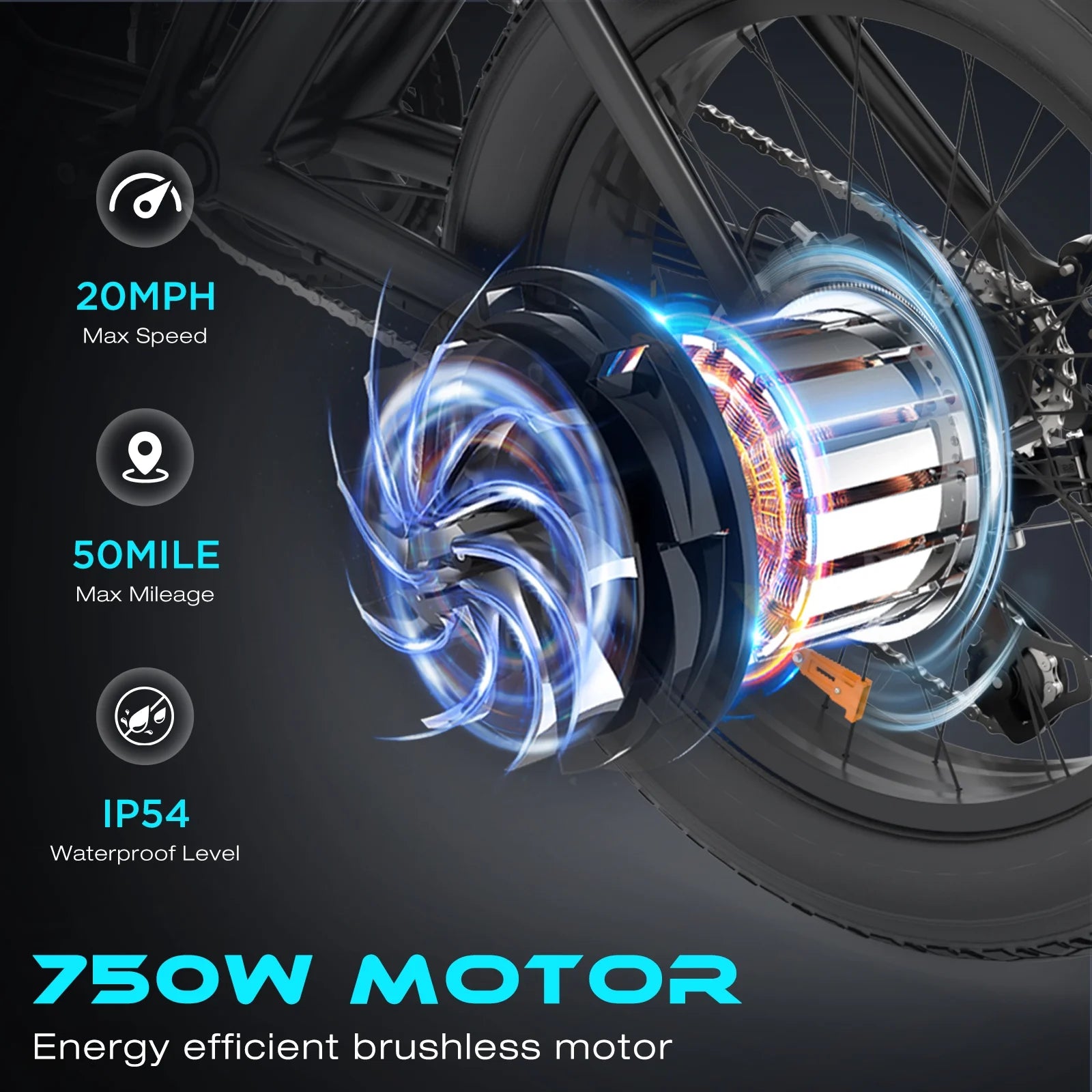 COLORWAY 750W 20"x4.0 Fat Tire Electric Bike, 48V 15ah Battery, Off - Road E - Bike for Adults - Product image 2