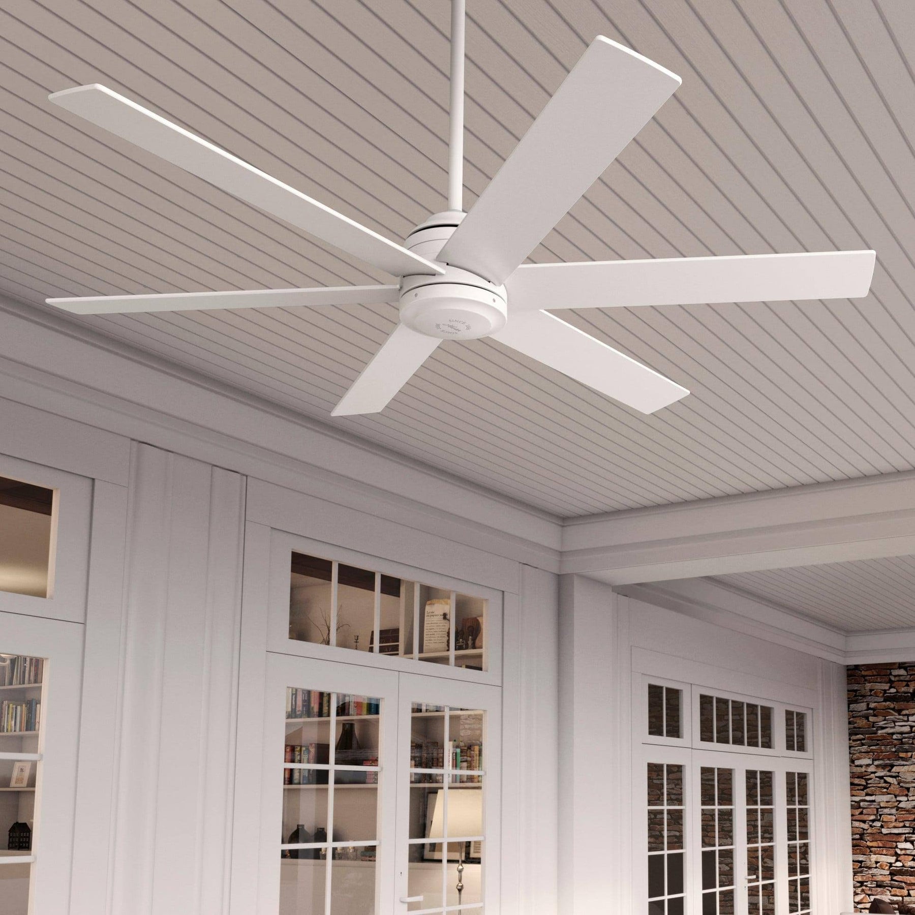Hunter Lakeway SureSpeed 60-in Fresh White Indoor/Outdoor Ceiling Fan and Remote (6-Blade) - 52767 - Product image 1