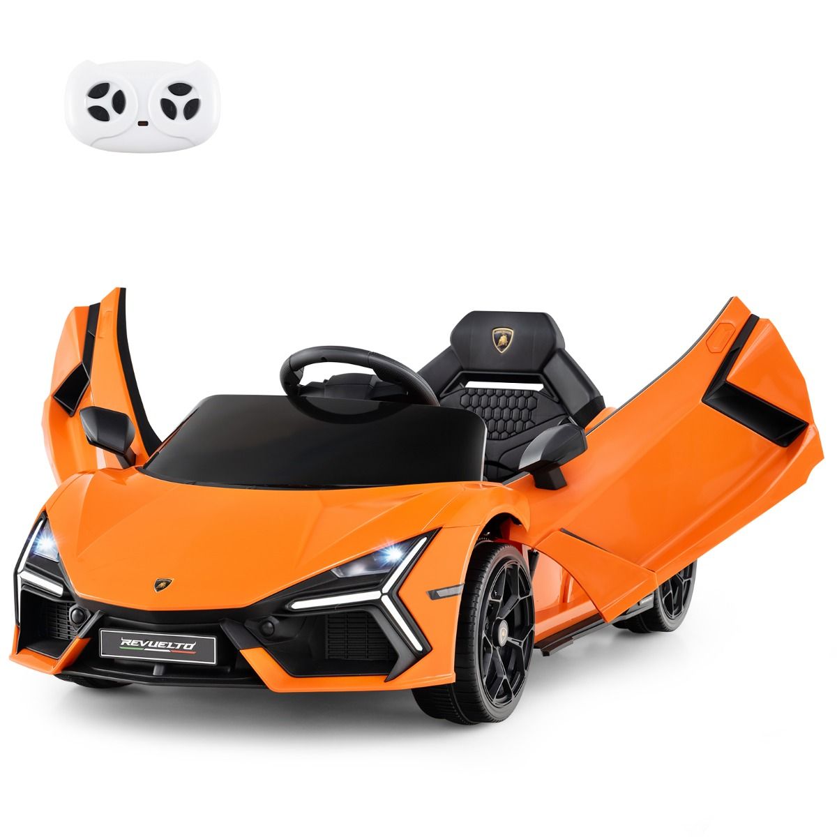 12V Electric Car for Children Licensed by Revuelto Remote Control Hydraulic Doors for 37-95 Months Grey/Orange -