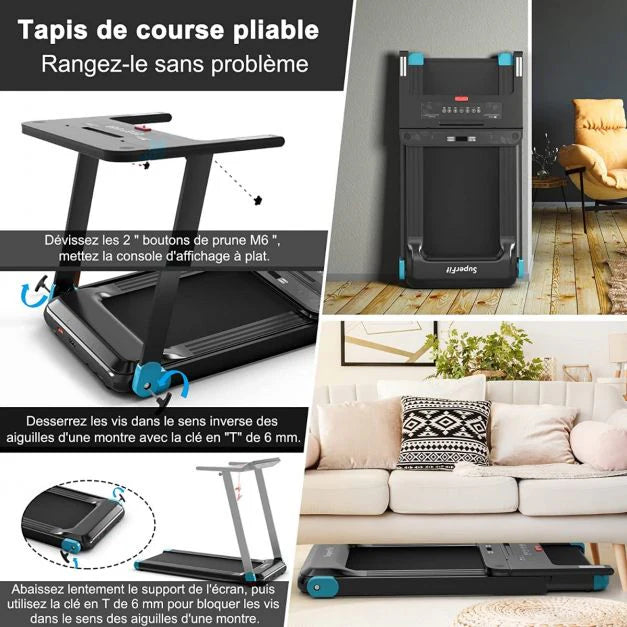 Electric treadmill foldable fitness mat for home with app control blue 20_0009499 -