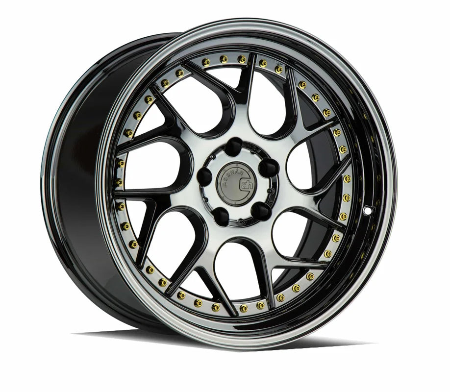 Aodhan DS01 18" 5x114.3 Black Vacuum W/ Gold Rivets