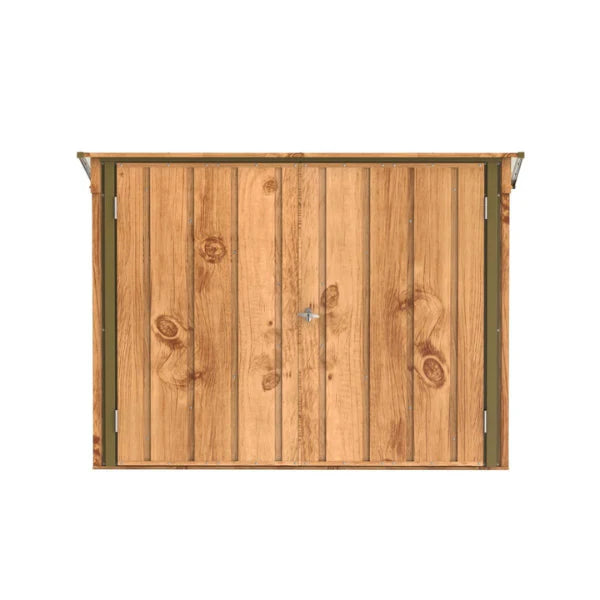 Metal bike shelter 1.74m imitation wood with anchoring kit -