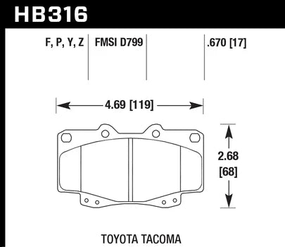 Hawk Performance HB316 Series Brake Pad