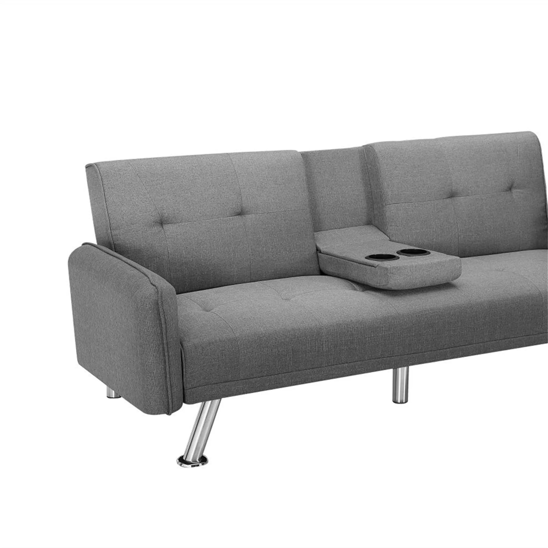 Aukfa 75" Square Arm Futon Convertible Sofa Bed for Home Office, 2 Cup Holders, Linen, Dark Gray - Product image 85