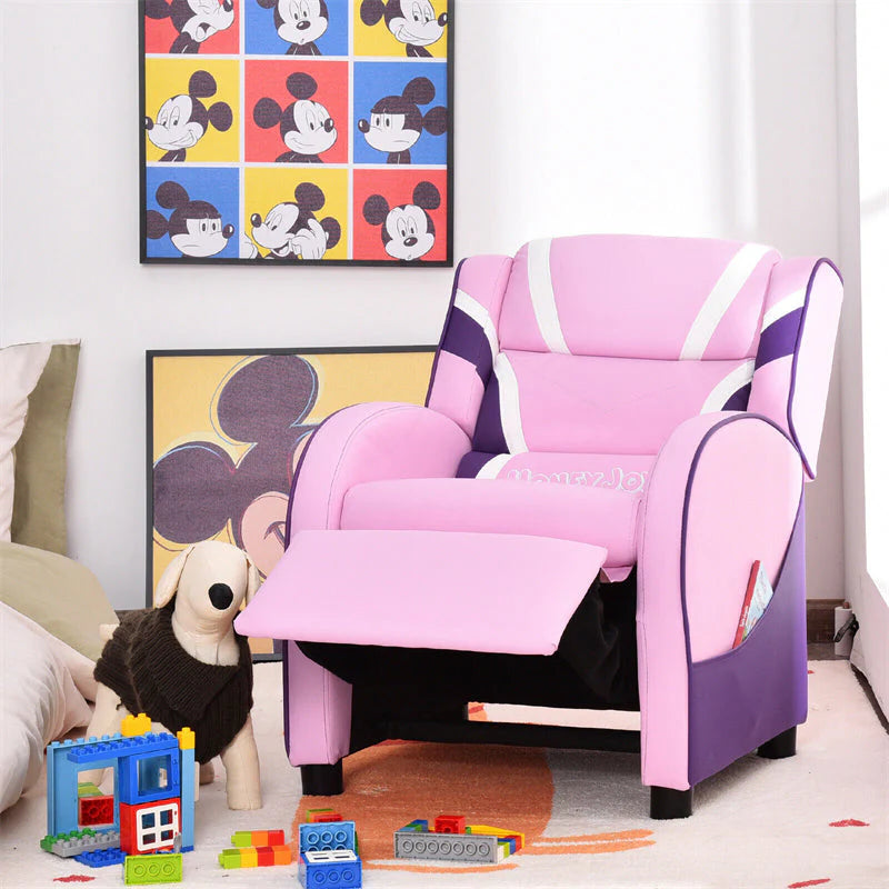 Kids Recliner Chair, Adjustable PU Leather Gaming Sofa with Footrest, Lumbar Support & Side Pockets - Product image 5