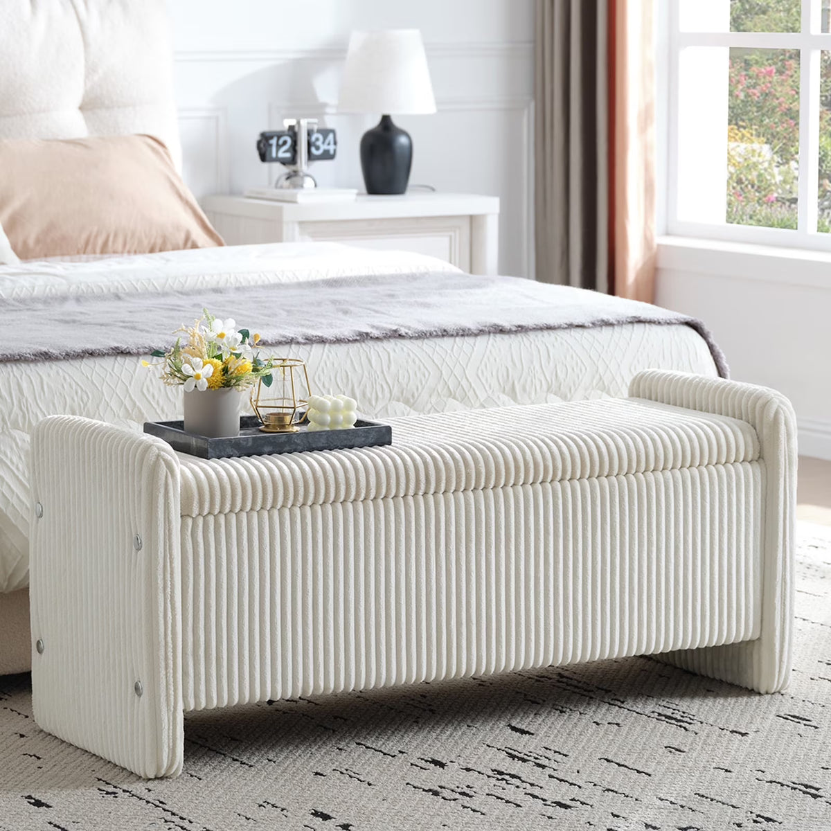 Pinmoco 44" Storage Ottoman Bench, Upholstered Entryway Bench with Storage End of Bed Bench for Bedroom& - Product image 3