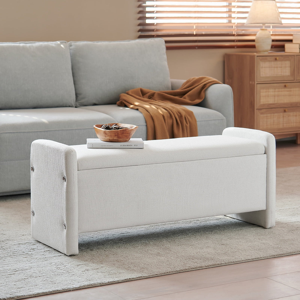 Pinmoco 44" Storage Ottoman Bench, Upholstered Entryway Bench with Storage End of Bed Bench for Bedroom& - Product image 21