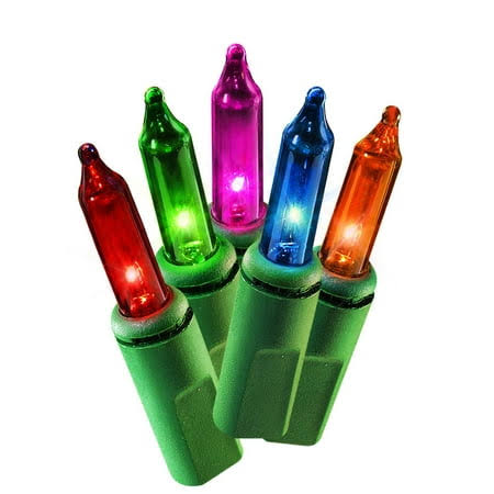 Holiday Time 100 Incandescent Mini Christmas Lights with Wire - Green & Multicolor - 21 ft - Product image 1