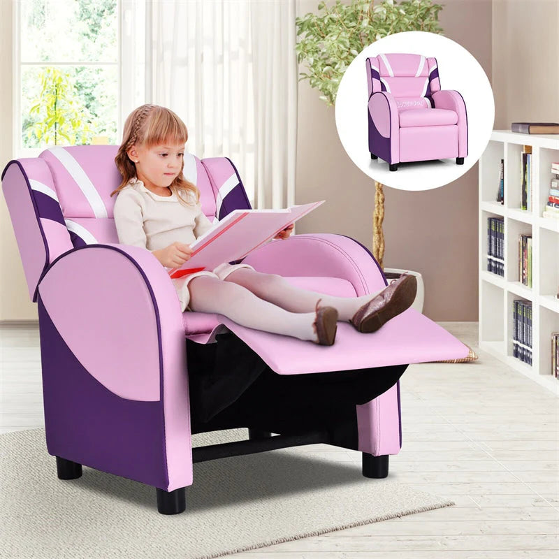 Kids Recliner Chair, Adjustable PU Leather Gaming Sofa with Footrest, Lumbar Support & Side Pockets - Product image 2