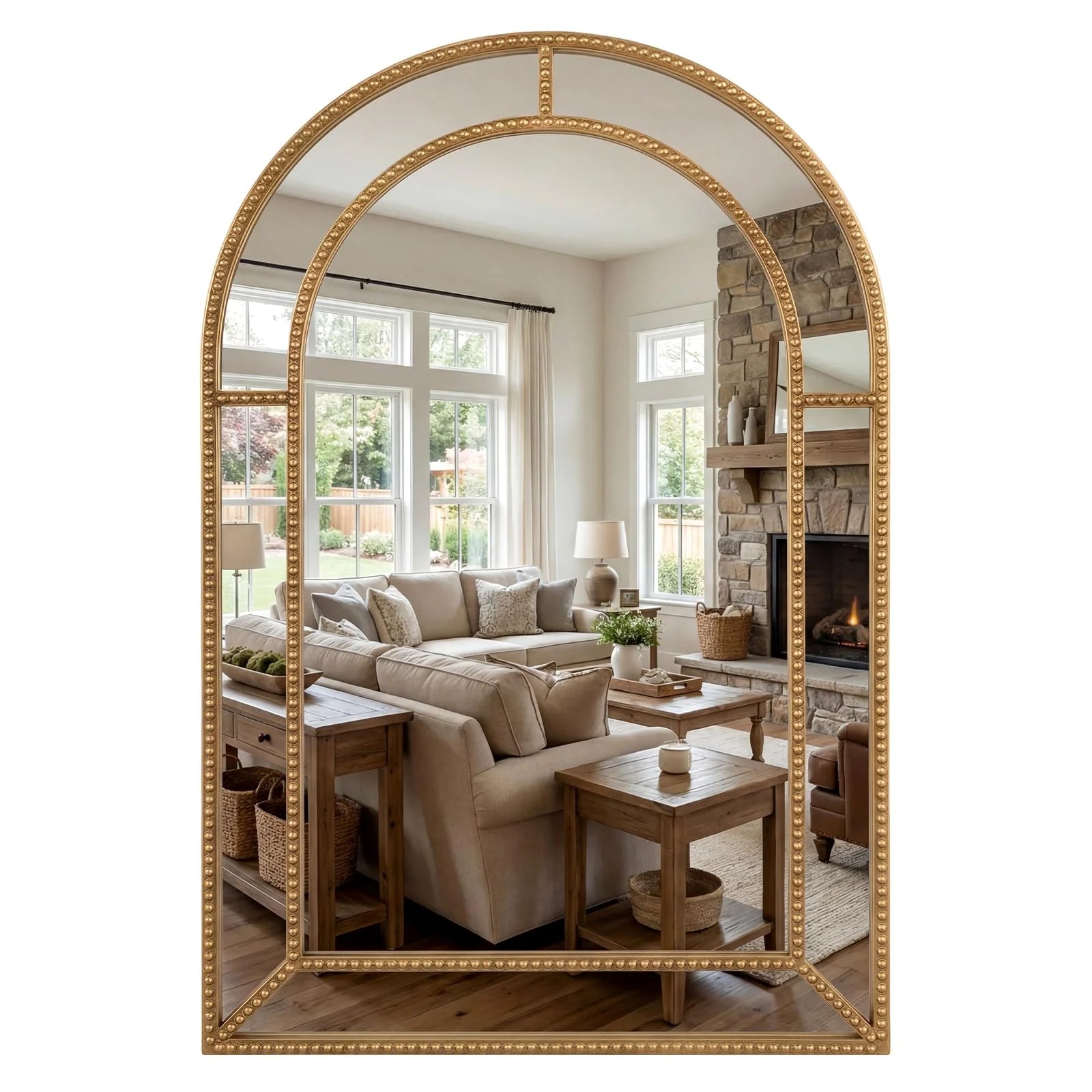 Tangkula 35" x 23" Gold Arched Wall Mirror (Arched)