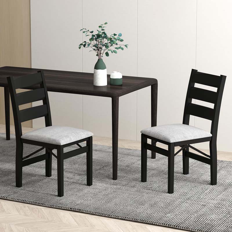 Modern Upholstered Folding Dining Chairs Set of 2/4, Rubber Wood Armless Kitchen Chairs with Slatted - Product image 3