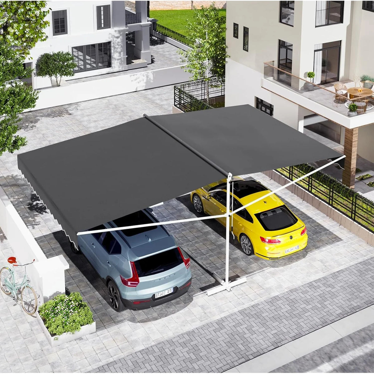 AECOJOY Free Standing Retractable Awning, 13'x10' Dual Side Patio Awnings Outdoor Manual Sun Shade - Product image 11