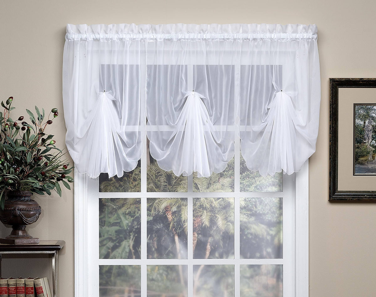 Emelia 40" Fan Insert Sheer Window Curtain in White - Product image 1