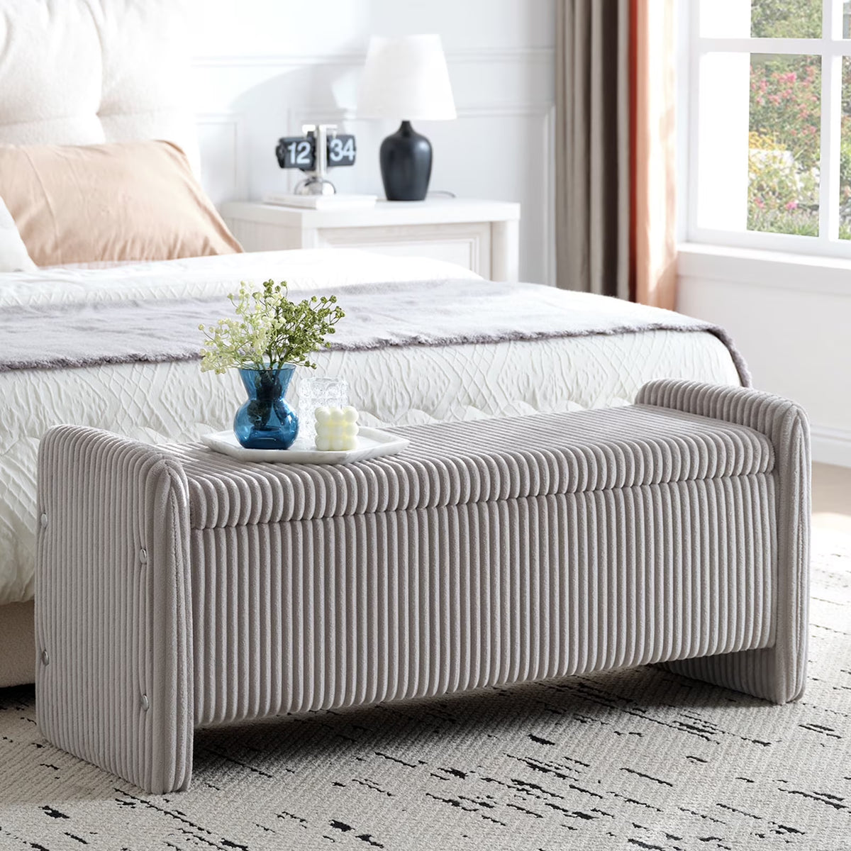 Pinmoco 44" Storage Ottoman Bench, Upholstered Entryway Bench with Storage End of Bed Bench for Bedroom& - Product image 1