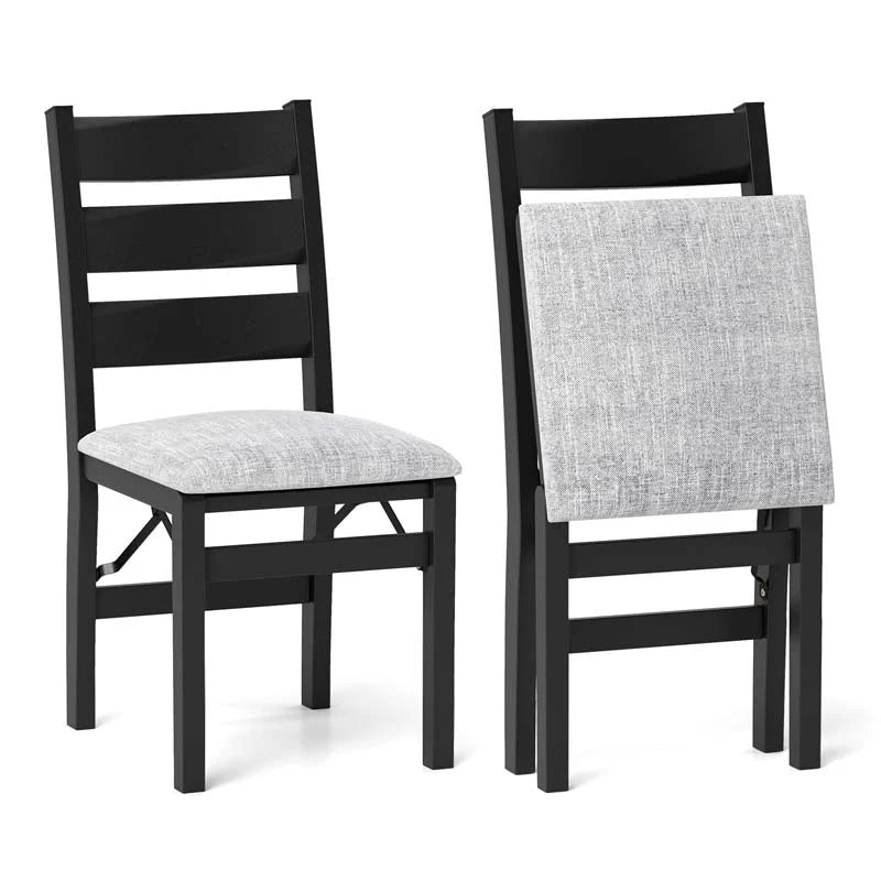 Modern Upholstered Folding Dining Chairs Set of 2/4, Rubber Wood Armless Kitchen Chairs with Slatted - Product image 1