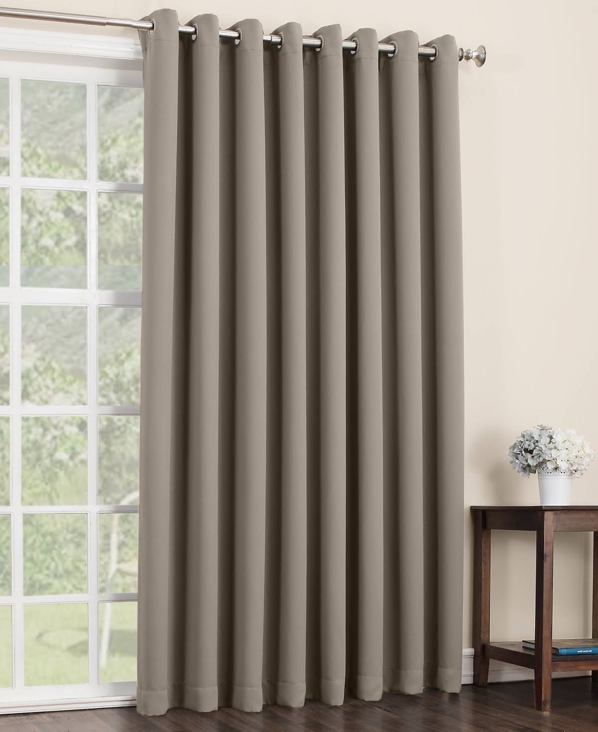 Sun Zero Jonah Extra Wide Blackout Patio Curtain Panel Stone - Product image 1