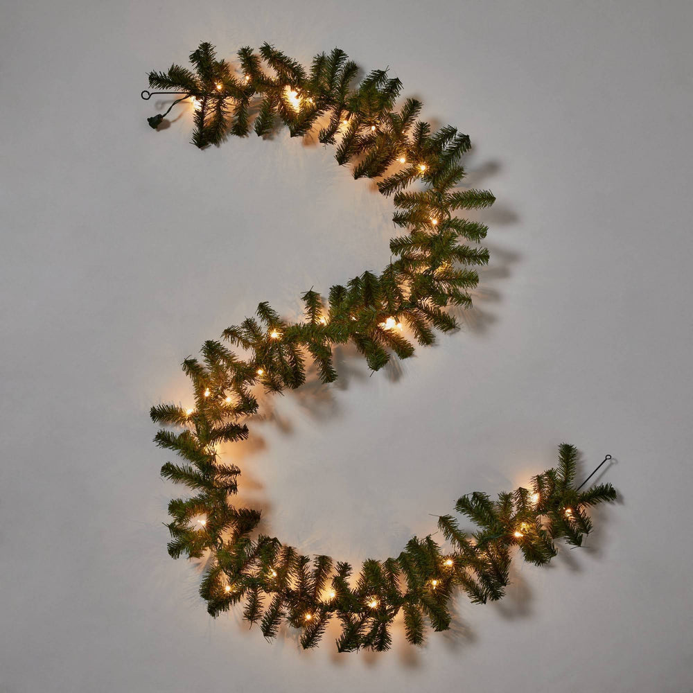 Wondershop Pre-Lit Artificial Pine Bough Christmas 9' Green Garland with Clear Lights - Target