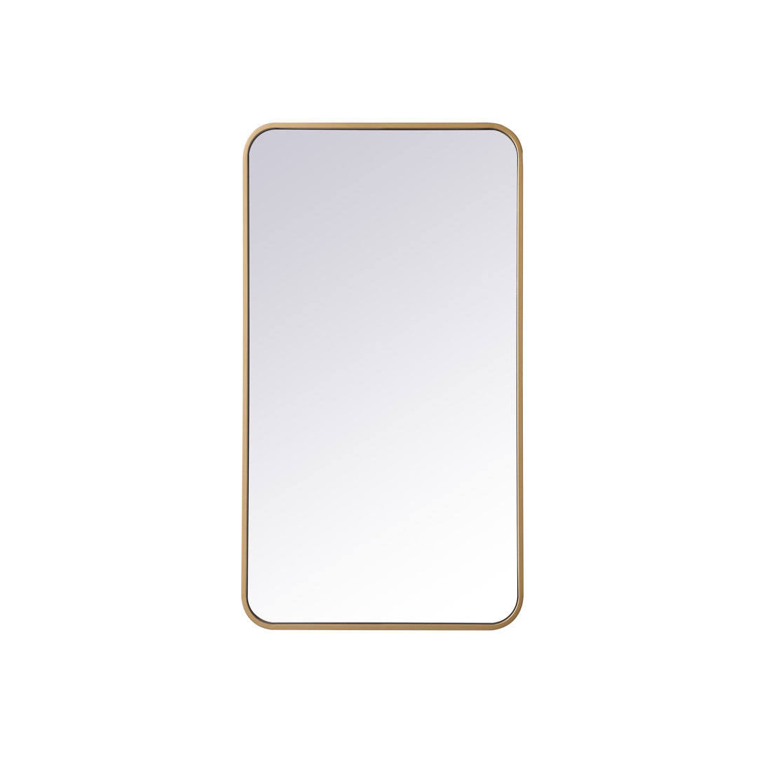 Sabine Metal Rounded Rectangle Wall Mirror Size: 36'' H x 20'' W Finish: Brass - Product image 1